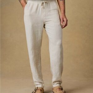 Faherty Sand linen drawstring pants